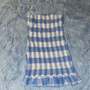 Blue Checker Mini Dress